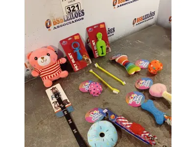 LOTE 321 - 01 LOTE COM VÁRIOS BRINQUEDOS PARA PET. (NOVO) (NO ESTADO) ATENÇÃO! FAZER A VISITAÇÃO ANTES DE ARREMATAR, NÃO SABEMOS SE FUNCIONA. LEILÃO NÃO TEM GARANTIA E NEM DEVOLUÇÃO, SUJEITO A POSSÍVEIS AVARIAS VISÍVEIS/OCULTAS E/OU AUSÊNCIA DE COMPONENTES.