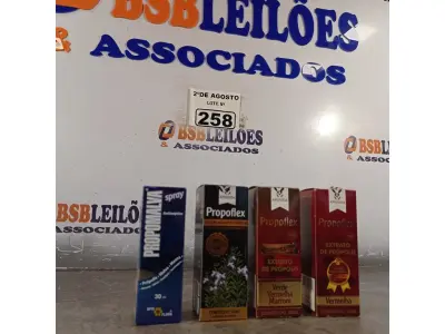 LOTE 258 - 01 LOTE COM 04 EXTRATOS DE PRÓPOLIS. (NOVO) (NO ESTADO) ATENÇÃO! FAZER A VISITAÇÃO ANTES DE ARREMATAR, NÃO SABEMOS SE FUNCIONA. LEILÃO NÃO TEM GARANTIA E NEM DEVOLUÇÃO, SUJEITO A POSSÍVEIS AVARIAS VISÍVEIS/OCULTAS E/OU AUSÊNCIA DE COMPONENTES.
