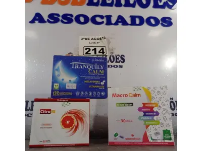 LOTE 214 - 01 MACRO CALM, 01 TRANQUILY E 01 EXTRATO DE LARANJA COM VITAMINA C. (NOVO) (NO ESTADO) ATENÇÃO! FAZER A VISITAÇÃO ANTES DE ARREMATAR, NÃO SABEMOS SE FUNCIONA. LEILÃO NÃO TEM GARANTIA E NEM DEVOLUÇÃO, SUJEITO A POSSÍVEIS AVARIAS VISÍVEIS/OCULTAS E/OU AUSÊNCIA DE COMPONENTES.