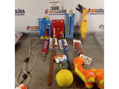 LOTE 308 - 01 LOTE COM VÁRIOS BRINQUEDOS PARA PET. (NOVO) (NO ESTADO) ATENÇÃO! FAZER A VISITAÇÃO ANTES DE ARREMATAR, NÃO SABEMOS SE FUNCIONA. LEILÃO NÃO TEM GARANTIA E NEM DEVOLUÇÃO, SUJEITO A POSSÍVEIS AVARIAS VISÍVEIS/OCULTAS E/OU AUSÊNCIA DE COMPONENTES.