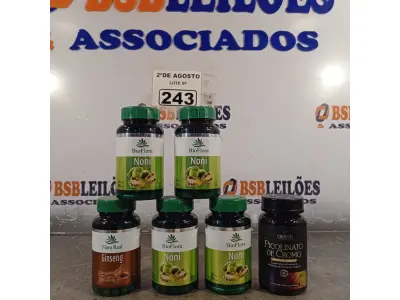 LOTE 243 - 01 LOTE COM 06 SUPLEMENTOS, SENDO 05 FLORA REAL E 01 BIOKLEIN. (NOVO) (NO ESTADO) ATENÇÃO! FAZER A VISITAÇÃO ANTES DE ARREMATAR, NÃO SABEMOS SE FUNCIONA. LEILÃO NÃO TEM GARANTIA E NEM DEVOLUÇÃO, SUJEITO A POSSÍVEIS AVARIAS VISÍVEIS/OCULTAS E/OU AUSÊNCIA DE COMPONENTES.