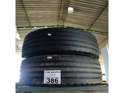 LOTE 386 - 02 PNEUS PARA CAMINHÃO ¾ NAS MEDIDAS 215/75/17.5. (NO ESTADO) ATENÇÃO! FAZER A VISITAÇÃO ANTES DE ARREMATAR, NÃO SABEMOS SE FUNCIONA. LEILÃO NÃO TEM GARANTIA E NEM DEVOLUÇÃO, SUJEITO A POSSÍVEIS AVARIAS VISÍVEIS/OCULTAS E/OU AUSÊNCIA DE COMPONENTES.