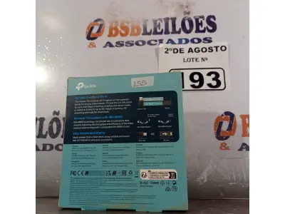 LOTE 193 - 01 TPLINK AC1300. (NOVO) (NO ESTADO) ATENÇÃO! FAZER A VISITAÇÃO ANTES DE ARREMATAR, NÃO SABEMOS SE FUNCIONA. LEILÃO NÃO TEM GARANTIA E NEM DEVOLUÇÃO, SUJEITO A POSSÍVEIS AVARIAS VISÍVEIS/OCULTAS E/OU AUSÊNCIA DE COMPONENTES.