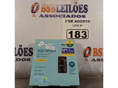 LOTE 183 - 01 TPLINK 300MBPS. (NOVO) (NO ESTADO) ATENÇÃO! FAZER A VISITAÇÃO ANTES DE ARREMATAR, NÃO SABEMOS SE FUNCIONA. LEILÃO NÃO TEM GARANTIA E NEM DEVOLUÇÃO, SUJEITO A POSSÍVEIS AVARIAS VISÍVEIS/OCULTAS E/OU AUSÊNCIA DE COMPONENTES.