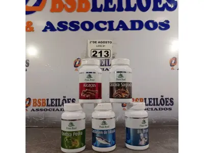 LOTE 213 - 05 SUPLEMENTOS FLORA REAL. (NOVO) (NO ESTADO) ATENÇÃO! FAZER A VISITAÇÃO ANTES DE ARREMATAR, NÃO SABEMOS SE FUNCIONA. LEILÃO NÃO TEM GARANTIA E NEM DEVOLUÇÃO, SUJEITO A POSSÍVEIS AVARIAS VISÍVEIS/OCULTAS E/OU AUSÊNCIA DE COMPONENTES.