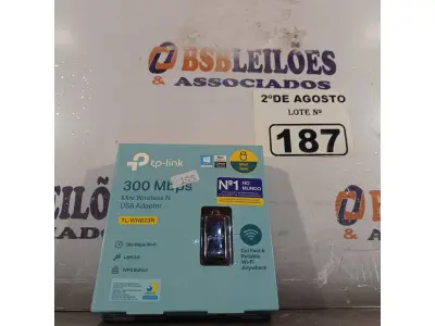 LOTE 187 - 01 TPLINK 300MBPS. (NOVO) (NO ESTADO) ATENÇÃO! FAZER A VISITAÇÃO ANTES DE ARREMATAR, NÃO SABEMOS SE FUNCIONA. LEILÃO NÃO TEM GARANTIA E NEM DEVOLUÇÃO, SUJEITO A POSSÍVEIS AVARIAS VISÍVEIS/OCULTAS E/OU AUSÊNCIA DE COMPONENTES.