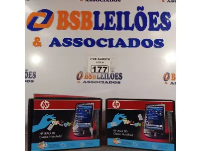 LOTE 177 - 02 IPAQ HP, SENDO 01 MODELO 110 E 01 MODELO 111. (NO ESTADO) ATENÇÃO! FAZER A VISITAÇÃO ANTES DE ARREMATAR, NÃO SABEMOS SE FUNCIONA. LEILÃO NÃO TEM GARANTIA E NEM DEVOLUÇÃO, SUJEITO A POSSÍVEIS AVARIAS VISÍVEIS/OCULTAS E/OU AUSÊNCIA DE COMPONENTES.