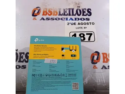LOTE 187 - 01 TPLINK 300MBPS. (NOVO) (NO ESTADO) ATENÇÃO! FAZER A VISITAÇÃO ANTES DE ARREMATAR, NÃO SABEMOS SE FUNCIONA. LEILÃO NÃO TEM GARANTIA E NEM DEVOLUÇÃO, SUJEITO A POSSÍVEIS AVARIAS VISÍVEIS/OCULTAS E/OU AUSÊNCIA DE COMPONENTES.