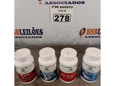 LOTE 278 - 04 SUPLEMENTOS FLORA REAL. (NOVO) (NO ESTADO) ATENÇÃO! FAZER A VISITAÇÃO ANTES DE ARREMATAR, NÃO SABEMOS SE FUNCIONA. LEILÃO NÃO TEM GARANTIA E NEM DEVOLUÇÃO, SUJEITO A POSSÍVEIS AVARIAS VISÍVEIS/OCULTAS E/OU AUSÊNCIA DE COMPONENTES.