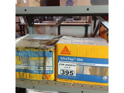 LOTE 395 - 02 CAIXAS SIKA TOP 100, REVESTIMENTO IMPERMEABILIZANTE SEMIFLEXÍVEL. (NO ESTADO) ATENÇÃO! FAZER A VISITAÇÃO ANTES DE ARREMATAR, NÃO SABEMOS SE FUNCIONA. LEILÃO NÃO TEM GARANTIA E NEM DEVOLUÇÃO, SUJEITO A POSSÍVEIS AVARIAS VISÍVEIS/OCULTAS E/OU AUSÊNCIA DE COMPONENTES.
