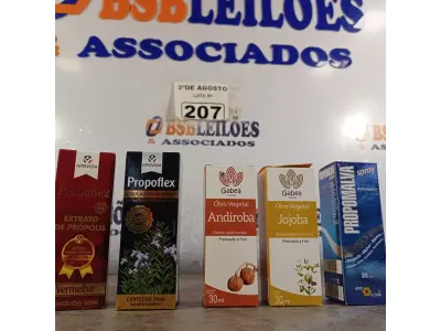 LOTE 207 - 01 LOTE COM 03 EXTRATOS DE PRÓPOLIS E 02 ÓLEOS VEGETAL. (NOVO) (NO ESTADO) ATENÇÃO! FAZER A VISITAÇÃO ANTES DE ARREMATAR, NÃO SABEMOS SE FUNCIONA. LEILÃO NÃO TEM GARANTIA E NEM DEVOLUÇÃO, SUJEITO A POSSÍVEIS AVARIAS VISÍVEIS/OCULTAS E/OU AUSÊNCIA DE COMPONENTES.