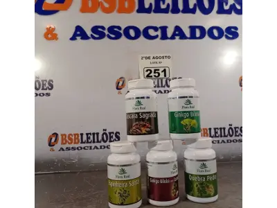 LOTE 251 - 05 SUPLEMENTOS FLORA REAL. (NOVO) (NO ESTADO) ATENÇÃO! FAZER A VISITAÇÃO ANTES DE ARREMATAR, NÃO SABEMOS SE FUNCIONA. LEILÃO NÃO TEM GARANTIA E NEM DEVOLUÇÃO, SUJEITO A POSSÍVEIS AVARIAS VISÍVEIS/OCULTAS E/OU AUSÊNCIA DE COMPONENTES.
