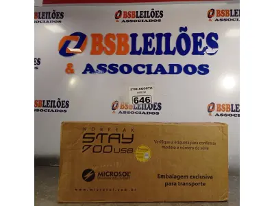 LOTE 646 - 01 NOBREAK MARCA MICROSOL 700VA. (NO ESTADO) ATENÇÃO! FAZER A VISITAÇÃO ANTES DE ARREMATAR, NÃO SABEMOS SE FUNCIONA. LEILÃO NÃO TEM GARANTIA E NEM DEVOLUÇÃO, SUJEITO A POSSÍVEIS AVARIAS VISÍVEIS/OCULTAS E/OU AUSÊNCIA DE COMPONENTES.