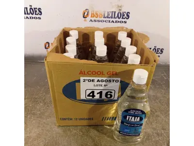LOTE 416 - 12 FRASCOS DE ÁLCOOL EM GEL 500G. (NO ESTADO) ATENÇÃO! FAZER A VISITAÇÃO ANTES DE ARREMATAR, NÃO SABEMOS SE FUNCIONA. LEILÃO NÃO TEM GARANTIA E NEM DEVOLUÇÃO, SUJEITO A POSSÍVEIS AVARIAS VISÍVEIS/OCULTAS E/OU AUSÊNCIA DE COMPONENTES.