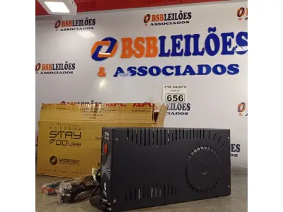 LOTE 656 - 01 NOBREAK MARCA MICROSOL 700VA. (NO ESTADO) ATENÇÃO! FAZER A VISITAÇÃO ANTES DE ARREMATAR, NÃO SABEMOS SE FUNCIONA. LEILÃO NÃO TEM GARANTIA E NEM DEVOLUÇÃO, SUJEITO A POSSÍVEIS AVARIAS VISÍVEIS/OCULTAS E/OU AUSÊNCIA DE COMPONENTES.