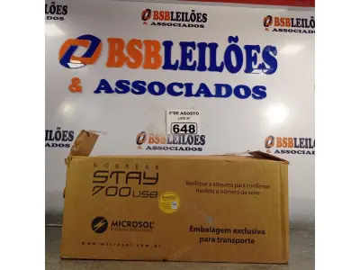 LOTE 648 - 01 NOBREAK MARCA MICROSOL 700VA. (NO ESTADO) ATENÇÃO! FAZER A VISITAÇÃO ANTES DE ARREMATAR, NÃO SABEMOS SE FUNCIONA. LEILÃO NÃO TEM GARANTIA E NEM DEVOLUÇÃO, SUJEITO A POSSÍVEIS AVARIAS VISÍVEIS/OCULTAS E/OU AUSÊNCIA DE COMPONENTES.