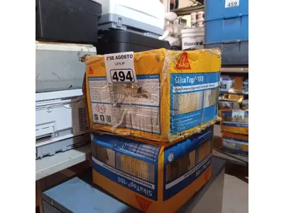 LOTE 494 - 02 CAIXAS SIKA TOP 100, REVESTIMENTO IMPERMEABILIZANTE SEMI-FLEXIVEL. (NO ESTADO) ATENÇÃO! FAZER A VISITAÇÃO ANTES DE ARREMATAR, NÃO SABEMOS SE FUNCIONA. LEILÃO NÃO TEM GARANTIA E NEM DEVOLUÇÃO, SUJEITO A POSSÍVEIS AVARIAS VISÍVEIS/OCULTAS E/OU AUSÊNCIA DE COMPONENTES.
