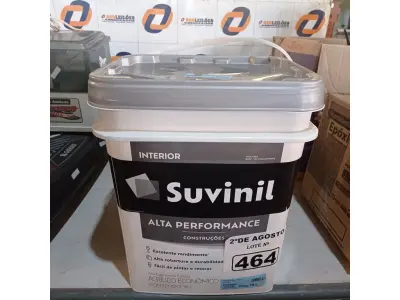 LOTE 464 - 01 BALDE DE TINTA ACRÍLICA SUVINIL INTERIORES 18L NA COR BRANCO FOSCO. (NO ESTADO) ATENÇÃO! FAZER A VISITAÇÃO ANTES DE ARREMATAR, NÃO SABEMOS SE FUNCIONA. LEILÃO NÃO TEM GARANTIA E NEM DEVOLUÇÃO, SUJEITO A POSSÍVEIS AVARIAS VISÍVEIS/OCULTAS E/OU AUSÊNCIA DE COMPONENTES).