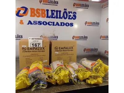 LOTE 167 - 12 LÂMPADAS FLUORESCENTE CIRCULAR 6400K 22W E 12 REATORES 1X22W. (NO ESTADO) ATENÇÃO! FAZER A VISITAÇÃO ANTES DE ARREMATAR, NÃO SABEMOS SE FUNCIONA. LEILÃO NÃO TEM GARANTIA E NEM DEVOLUÇÃO, SUJEITO A POSSÍVEIS AVARIAS VISÍVEIS/OCULTAS E/OU AUSÊNCIA DE COMPONENTES.