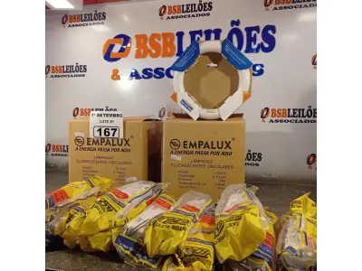 LOTE 167 - 12 LÂMPADAS FLUORESCENTE CIRCULAR 6400K 22W E 12 REATORES 1X22W. (NO ESTADO) ATENÇÃO! FAZER A VISITAÇÃO ANTES DE ARREMATAR, NÃO SABEMOS SE FUNCIONA. LEILÃO NÃO TEM GARANTIA E NEM DEVOLUÇÃO, SUJEITO A POSSÍVEIS AVARIAS VISÍVEIS/OCULTAS E/OU AUSÊNCIA DE COMPONENTES.