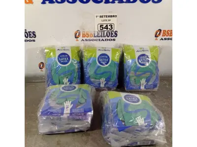 LOTE 543 - 05 PACOTES DE LUVAS DE LÁTEX SILVER TAMANHO “P”. (NO ESTADO) ATENÇÃO! FAZER A VISITAÇÃO ANTES DE ARREMATAR, NÃO SABEMOS SE FUNCIONA. LEILÃO NÃO TEM GARANTIA E NEM DEVOLUÇÃO, SUJEITO A POSSÍVEIS AVARIAS VISÍVEIS/OCULTAS E/OU AUSÊNCIA DE COMPONENTES.