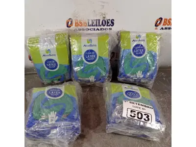 LOTE 503 - 05 PACOTES DE LUVAS DE LÁTEX SILVER TAMANHO “P”. (NO ESTADO) ATENÇÃO! FAZER A VISITAÇÃO ANTES DE ARREMATAR, NÃO SABEMOS SE FUNCIONA. LEILÃO NÃO TEM GARANTIA E NEM DEVOLUÇÃO, SUJEITO A POSSÍVEIS AVARIAS VISÍVEIS/OCULTAS E/OU AUSÊNCIA DE COMPONENTES.