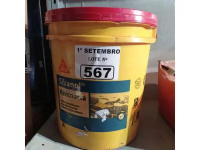 LOTE 567 - 01 BALDE DE SIKANOL ALVENARIA 18L, ADITIVO PLASTIFICANTE PARA ARGAMASSA DE ASSENTAMENTO E REBOCO. (NO ESTADO) ATENÇÃO! FAZER A VISITAÇÃO ANTES DE ARREMATAR, NÃO SABEMOS SE FUNCIONA. LEILÃO NÃO TEM GARANTIA E NEM DEVOLUÇÃO, SUJEITO A POSSÍVEIS AVARIAS VISÍVEIS/OCULTAS E/OU AUSÊNCIA DE COMPONENTES.