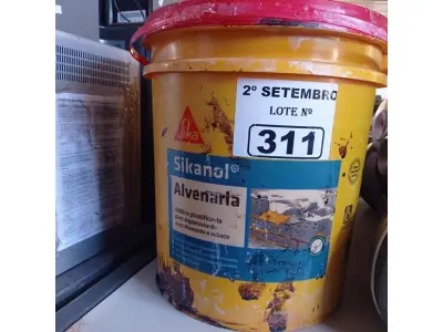 LOTE 311 - 01 BALDE DE SIKANOL ALVENARIA, ADITIVO PLASTIFICANTE PARA ARGAMASSA DE ASSENTAMENTO E REBOCO 18L. (NO ESTADO) ATENÇÃO! FAZER A VISITAÇÃO ANTES DE ARREMATAR, NÃO SABEMOS SE FUNCIONA. LEILÃO NÃO TEM GARANTIA E NEM DEVOLUÇÃO, SUJEITO A POSSÍVEIS AVARIAS VISÍVEIS/OCULTAS E/OU AUSÊNCIA DE COMPONENTES.