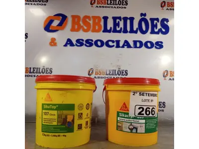 LOTE 266 - 02 BALDES DE SIKACRYL-203, SELANTE ACRÍLICO FLEXÍVEL 5KG. (NO ESTADO) ATENÇÃO! FAZER A VISITAÇÃO ANTES DE ARREMATAR, NÃO SABEMOS SE FUNCIONA. LEILÃO NÃO TEM GARANTIA E NEM DEVOLUÇÃO, SUJEITO A POSSÍVEIS AVARIAS VISÍVEIS/OCULTAS E/OU AUSÊNCIA DE COMPONENTES.