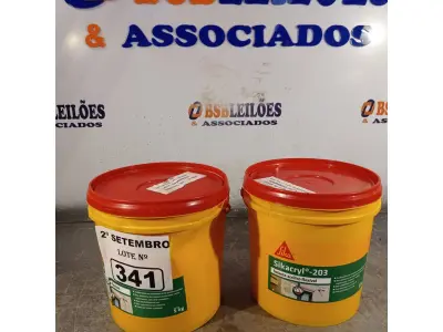 LOTE 341 - 02 BALDES DE SIKACRYL-203, SELANTE ACRÍLICO FLEXÍVEL 5KG. (NO ESTADO) ATENÇÃO! FAZER A VISITAÇÃO ANTES DE ARREMATAR, NÃO SABEMOS SE FUNCIONA. LEILÃO NÃO TEM GARANTIA E NEM DEVOLUÇÃO, SUJEITO A POSSÍVEIS AVARIAS VISÍVEIS/OCULTAS E/OU AUSÊNCIA DE COMPONENTES.
