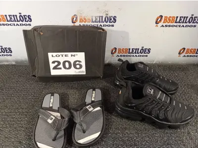 LOTE 206 - 02 – PARES DE CALÇADOS MASCULINO Nº 37 (NO ESTADO, NÃO SABEMOS SE FUNCIONA. LEILÃO NÃO TEM GARANTIA E NEM DEVOLUÇÃO, SUJEITO A POSSÍVEIS AVARIAS VISÍVEIS/OCULTAS E/OU AUSÊNCIA DE COMPONENTES)