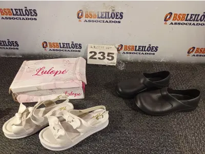 LOTE 235 - 02 – PARES DE CALÇADOS FEMININO Nº 34 (NO ESTADO, NÃO SABEMOS SE FUNCIONA. LEILÃO NÃO TEM GARANTIA E NEM DEVOLUÇÃO, SUJEITO A POSSÍVEIS AVARIAS VISÍVEIS/OCULTAS E/OU AUSÊNCIA DE COMPONENTES)