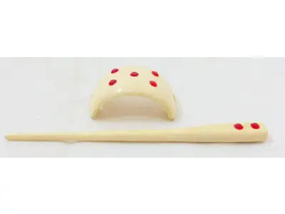 LOTE 252 - PRENDEDOR DE CABELO CHINÊS , DÉCADA DE 40 RARIDADE EM MARFIM ESCULPIDO 14 CM (NO ESTADO)