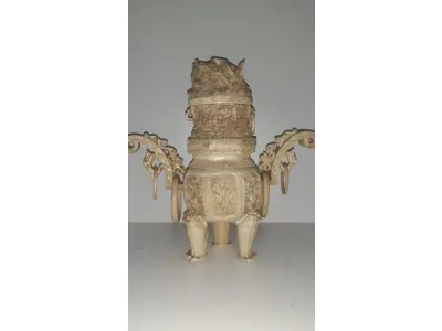 LOTE 261 - ARTE ORIENTAL - ESCULTURA DRAGÃO FEITO EM OSSO  PEÇA MUITO RARA DE ANOS 50, 30 CM ALTURA 30 DE COMPRIMENTO (NO ESTADO)
