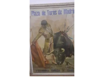 LOTE 448 - QUADRO ANTIGO PLAZA DE TOROS MADRID ESPANHA RARIDADE (NO ESTADO)