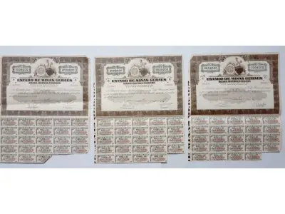 LOTE 597 - APÓLICES E DOCUMENTOS AO PORTADOR - 6 ITENS (NO ESTADO)