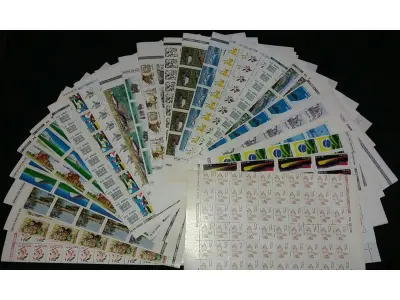 LOTE 621 - LOTE COM COLEÇÕES DE SELOS SÃO 65 CARTELAS COMPLETAS COM SELOS EM ÓTIMOS ESTADO (NO ESTADO)