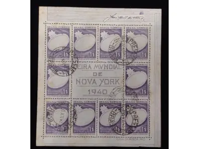 LOTE 626 - SELOS ANTIGOS BRASIL 1940. FEIRA MUNDIAL DE NOVA YORK. 01 BLOCO (NO ESTADO)