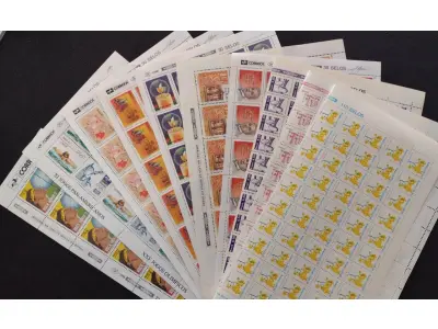 LOTE 624 - LOTE COM COLEÇÕES DE SELOS SÃO 63 CARTELAS COMPLETAS COM SELOS EM ÓTIMOS ESTADO (NO ESTADO)