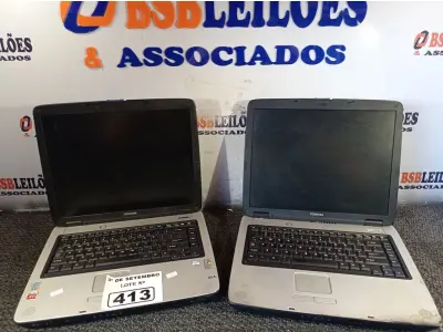 LOTE 413 - 02 NOTEBOOKS MARCAS TOSHIBA PARA RETIRADA DE PEÇAS. (NO ESTADO) ATENÇÃO! FAZER A VISITAÇÃO ANTES DE ARREMATAR, NÃO SABEMOS SE FUNCIONA. LEILÃO NÃO TEM GARANTIA E NEM DEVOLUÇÃO, SUJEITO A POSSÍVEIS AVARIAS VISÍVEIS/OCULTAS E/OU AUSÊNCIA DE COMPONENTES.