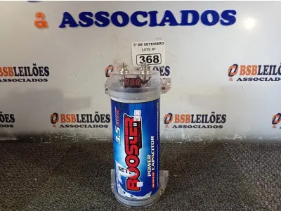 LOTE 368 - 01 MEGA CAPACITOR PARA SOM AUTOMOTIVO 3.5F. (NO ESTADO) ATENÇÃO! FAZER A VISITAÇÃO ANTES DE ARREMATAR, NÃO SABEMOS SE FUNCIONA. LEILÃO NÃO TEM GARANTIA E NEM DEVOLUÇÃO, SUJEITO A POSSÍVEIS AVARIAS VISÍVEIS/OCULTAS E/OU AUSÊNCIA DE COMPONENTES.