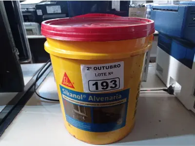 LOTE 193 - 01 BALDE DE SIKANOL ALVENARIA, ADITIVO PLASTIFICANTE PARA ARGAMASSA DE ASSENTAMENTO E REBOCO. (NO ESTADO) ATENÇÃO! FAZER A VISITAÇÃO ANTES DE ARREMATAR, NÃO SABEMOS SE FUNCIONA. LEILÃO NÃO TEM GARANTIA E NEM DEVOLUÇÃO, SUJEITO A POSSÍVEIS AVARIAS VISÍVEIS/OCULTAS E/OU AUSÊNCIA DE COMPONENTES.