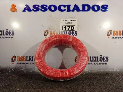 LOTE 170 - 01 ROLO DE CABO FLEXÍVEL 100M 4MM NA COR VERMELHA. (NO ESTADO) ATENÇÃO! FAZER A VISITAÇÃO ANTES DE ARREMATAR, NÃO SABEMOS SE FUNCIONA. LEILÃO NÃO TEM GARANTIA E NEM DEVOLUÇÃO, SUJEITO A POSSÍVEIS AVARIAS VISÍVEIS/OCULTAS E/OU AUSÊNCIA DE COMPONENTES.