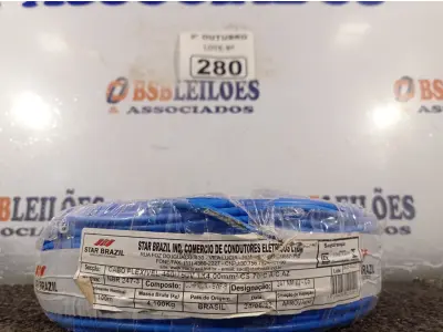LOTE 280 - 01 ROLO DE CABO FLEXÍVEL 100M 4MM NA COR AZUL. (NO ESTADO) ATENÇÃO! FAZER A VISITAÇÃO ANTES DE ARREMATAR, NÃO SABEMOS SE FUNCIONA. LEILÃO NÃO TEM GARANTIA E NEM DEVOLUÇÃO, SUJEITO A POSSÍVEIS AVARIAS VISÍVEIS/OCULTAS E/OU AUSÊNCIA DE COMPONENTES.