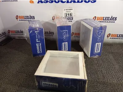 LOTE 216 - 04 LUMINÁRIAS DE EMBUTIR 8113 RETO EDIBRAZ. (NO ESTADO) ATENÇÃO! FAZER A VISITAÇÃO ANTES DE ARREMATAR, NÃO SABEMOS SE FUNCIONA. LEILÃO NÃO TEM GARANTIA E NEM DEVOLUÇÃO, SUJEITO A POSSÍVEIS AVARIAS VISÍVEIS/OCULTAS E/OU AUSÊNCIA DE COMPONENTES.