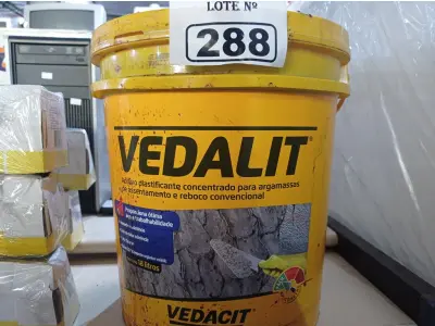 LOTE 288 - 01 BALDE DE VEDALIT, ADITIVO PLASTIFICANTE CONCENTRADO PARA ARGAMASSA DE ASSENTAMENTO E REBOCO CONVENCIONAL 18L. (NO ESTADO) ATENÇÃO! FAZER A VISITAÇÃO ANTES DE ARREMATAR, NÃO SABEMOS SE FUNCIONA. LEILÃO NÃO TEM GARANTIA E NEM DEVOLUÇÃO, SUJEITO A POSSÍVEIS AVARIAS VISÍVEIS/OCULTAS E/OU AUSÊNCIA DE COMPONENTES.