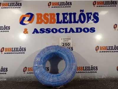 LOTE 250 - 01 ROLO DE CABO FLEXÍVEL 100M 10MM NA COR AZUL. (NO ESTADO) ATENÇÃO! FAZER A VISITAÇÃO ANTES DE ARREMATAR, NÃO SABEMOS SE FUNCIONA. LEILÃO NÃO TEM GARANTIA E NEM DEVOLUÇÃO, SUJEITO A POSSÍVEIS AVARIAS VISÍVEIS/OCULTAS E/OU AUSÊNCIA DE COMPONENTES.