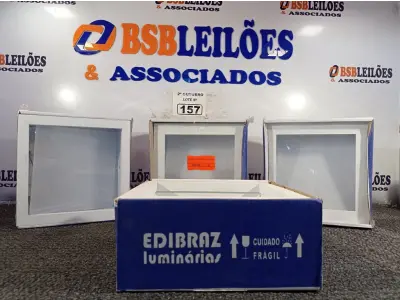 LOTE 157 - 04 LUMINÁRIAS DE EMBUTIR MARCAS EDIBRAZ. (NO ESTADO) ATENÇÃO! FAZER A VISITAÇÃO ANTES DE ARREMATAR, NÃO SABEMOS SE FUNCIONA. LEILÃO NÃO TEM GARANTIA E NEM DEVOLUÇÃO, SUJEITO A POSSÍVEIS AVARIAS VISÍVEIS/OCULTAS E/OU AUSÊNCIA DE COMPONENTES.