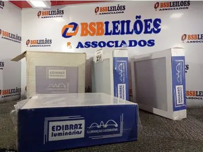 LOTE 231 - 04 LUMINÁRIAS DE EMBUTIR MARCAS EDIBRAZ. (NO ESTADO) ATENÇÃO! FAZER A VISITAÇÃO ANTES DE ARREMATAR, NÃO SABEMOS SE FUNCIONA. LEILÃO NÃO TEM GARANTIA E NEM DEVOLUÇÃO, SUJEITO A POSSÍVEIS AVARIAS VISÍVEIS/OCULTAS E/OU AUSÊNCIA DE COMPONENTES.