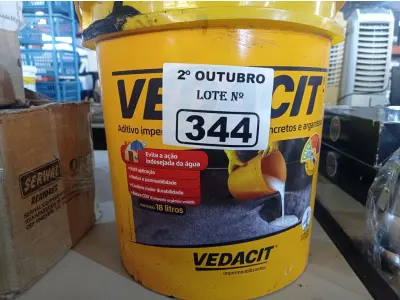 LOTE 344 - 01 BALDE DE VEDACIT, ADITIVO IMPERMEABILIZANTE PARA CONCRETOS E ARGAMASSAS 18L. (NO ESTADO) ATENÇÃO! FAZER A VISITAÇÃO ANTES DE ARREMATAR, NÃO SABEMOS SE FUNCIONA. LEILÃO NÃO TEM GARANTIA E NEM DEVOLUÇÃO, SUJEITO A POSSÍVEIS AVARIAS VISÍVEIS/OCULTAS E/OU AUSÊNCIA DE COMPONENTES.